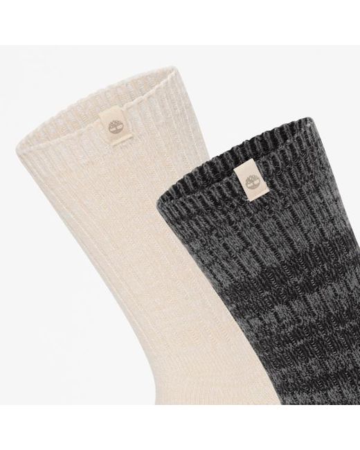 Timberland Black 2-Pack Cosy Boot Crew Sock For