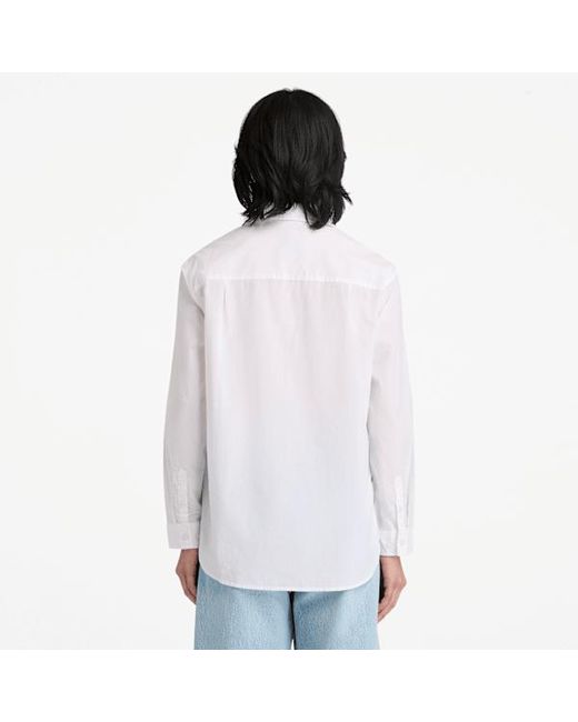 Timberland Poplin Shirt For Women In White, Woman, White, Size: L for men