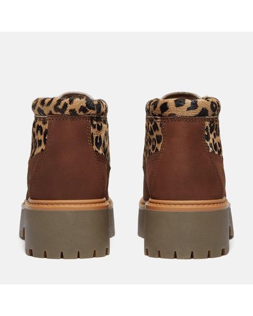 Timberland Brown Leopard Platform Stone Street Chukka Boot For