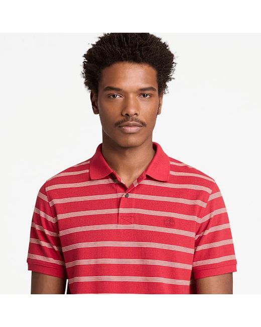 Timberland Red Millers River Striped Short-Sleeve Polo For for men