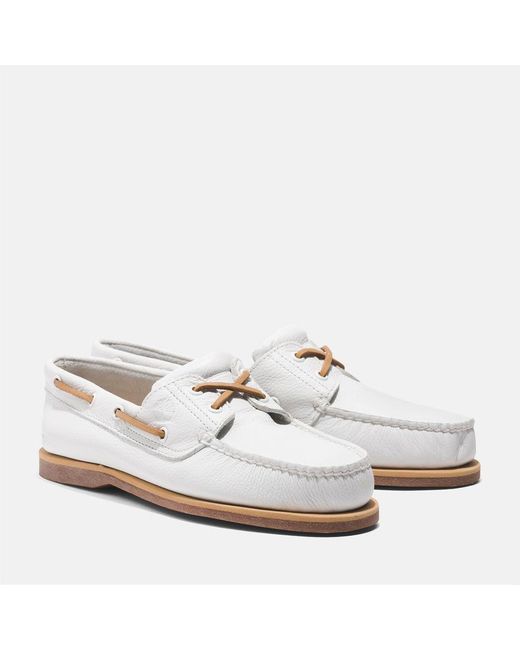 Timberland White Classic Leather Boat Shoe for men