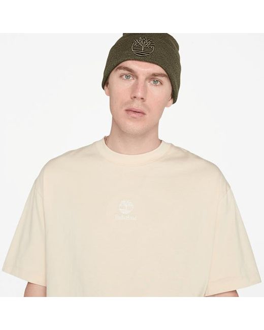 Timberland Natural Hampton Tonal Stack Logo T-shirt For Men In Beige, Man, Beige, Size: 3xl for men
