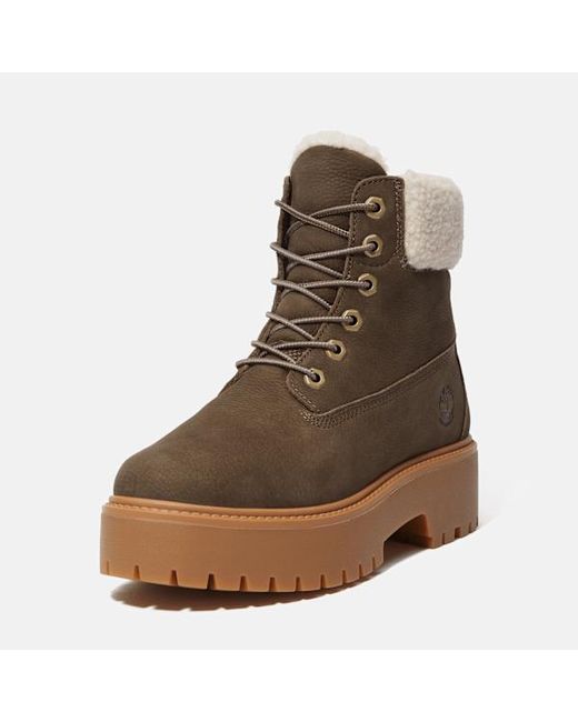 Timberland Brown Stone Street Platform Warm-Lined Waterproof Boot For