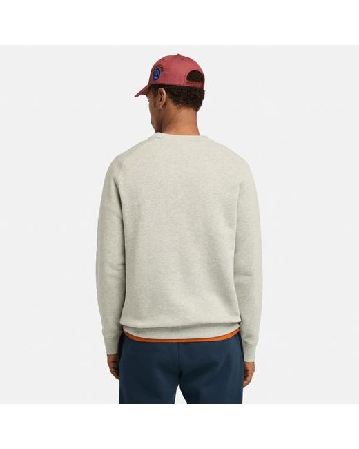 Timberland Gray Exeter River Brushed-back Crew Sweatshirt For Men In Light Grey, Man, Light Grey, Size: 3xl for men