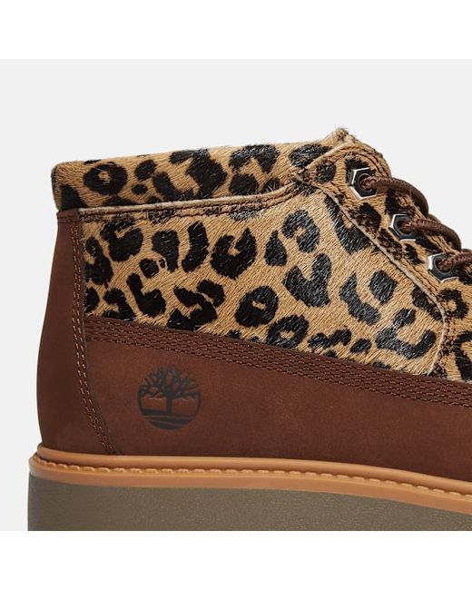 Timberland Brown Leopard Platform Stone Street Chukka Boot For
