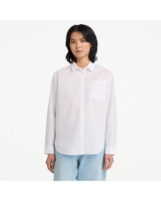 Timberland Poplin Shirt For Women In White, Woman, White, Size: L for men