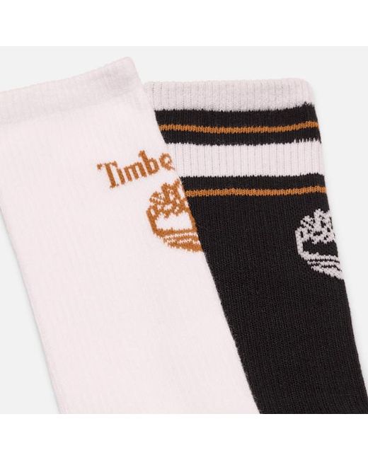 Timberland Black Retro Logo 2-Pack Crew Sock