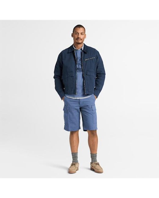 Timberland Blue Washed Canvas Jacket For for men
