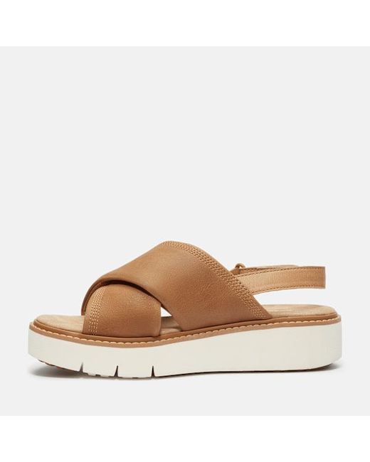 Timberland Brown Safari Dawn Backstrap Sandal For Women In Beige, Woman, Beige, Size: 4