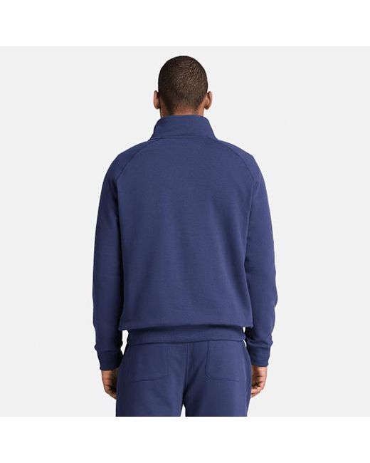 Timberland Blue Exeter River Embroidered Logo Quarter-Zip Sweatshirt For for men