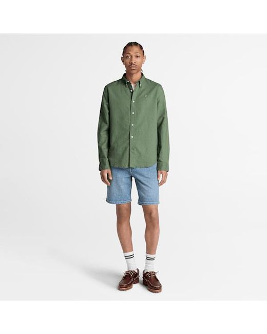 Timberland Green Lovell Lake Button-Down Long-Sleeve Shirt For for men