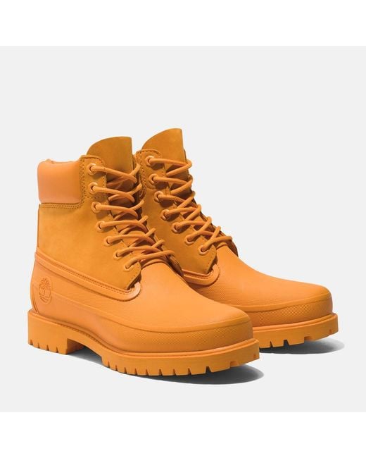 Timberland Orange Heritage 6 Inch Rubber Toe Boot for men