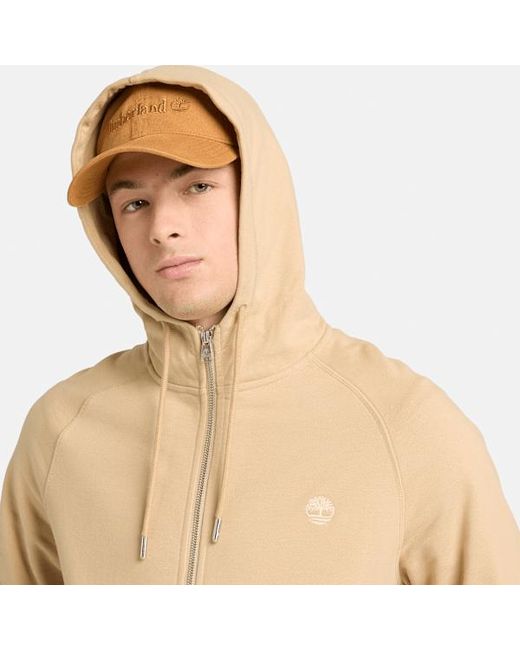 Timberland Natural Exeter River Loopback Full Zip Hoodie For Men In Light Beige, Man, Beige, Size: L for men