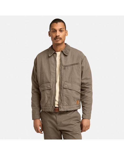 Timberland Strafford Washed Canvas Insulated Jacket For Men In Brown, Man, Brown, Size: 3xl for men
