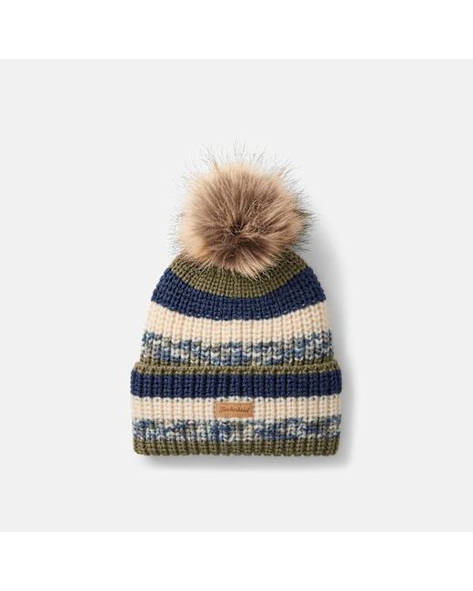 Timberland Green Chunky Knit Pom Beanie For