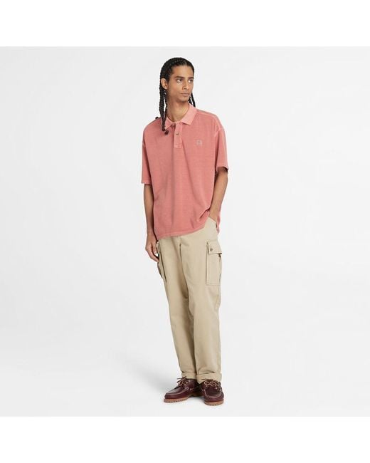 Timberland Pink Garment Dye Short Polo for men