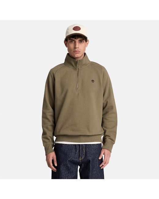 Timberland Green Exeter River Embroidered Logo Quarter-Zip Sweatshirt For for men