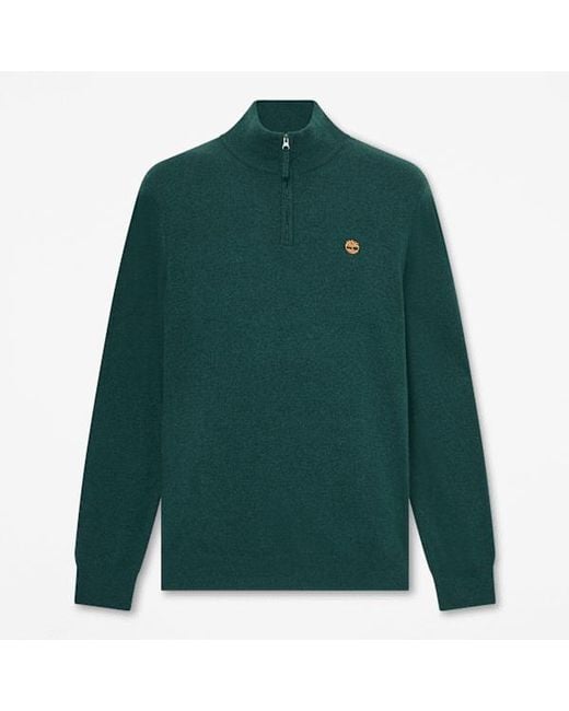 Timberland Green Cohas Brook Merino Quarter-Zip Jumper For for men