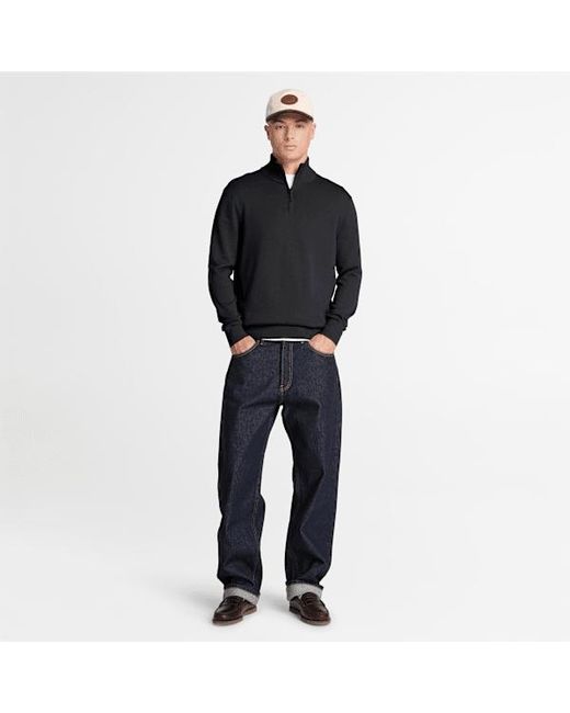 Timberland Black Williams River Cotton Quarter-Zip Jumper For for men