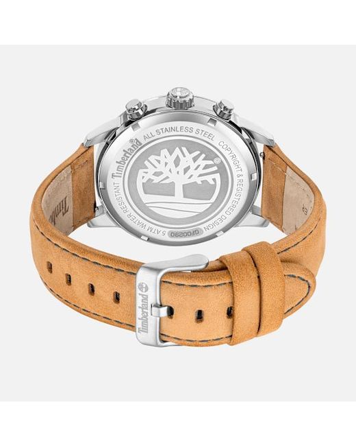 Timberland Green Parkman Leather Strap Watch For Men, Man, Brown for men
