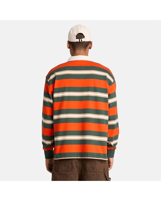 Timberland Orange Long-Sleeve Rugby Polo For for men