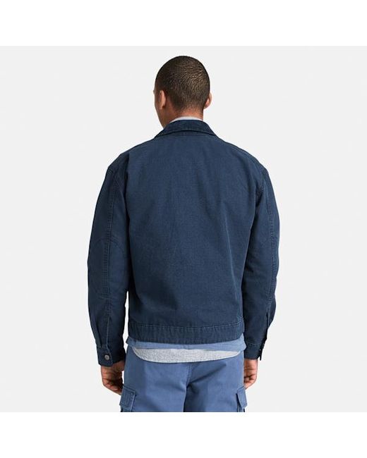 Timberland Blue Washed Canvas Jacket For for men