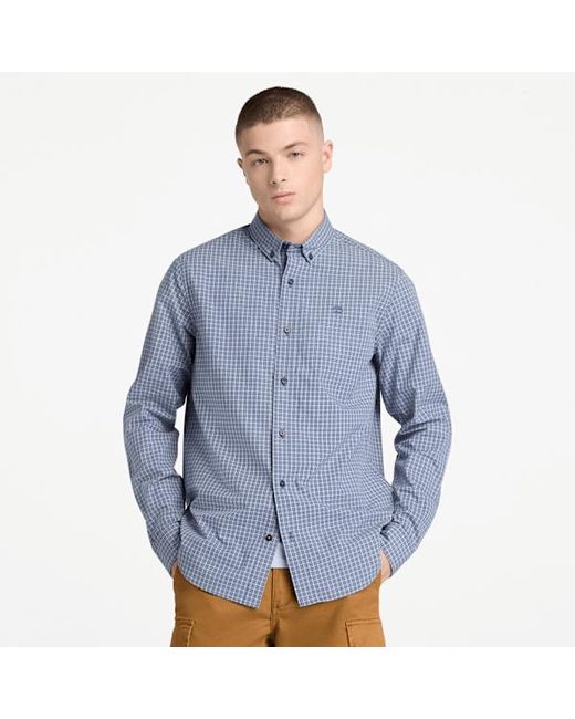 Timberland Blue Micro Plaid Poplin Shirt For for men