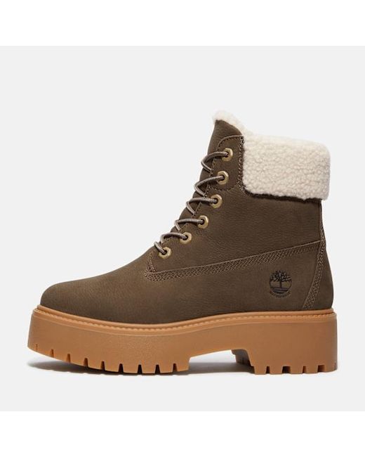 Timberland Brown Stone Street Platform Warm-Lined Waterproof Boot For