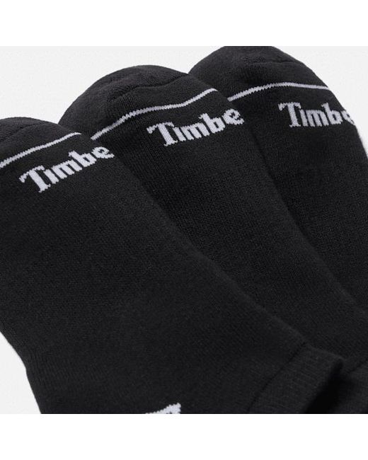 Timberland Bowden 3-pack Full Cushion No-show Sock In Black, Black, Size: L