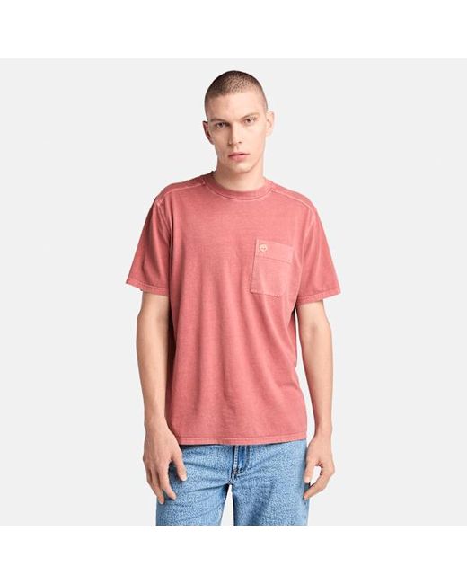 Timberland Merrymack River Garment Dye T-shirt For Men In Red, Man, Red, Size: L for men