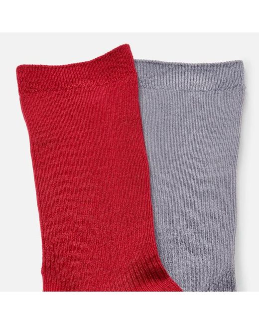 Timberland Red Lightweight 2-Pack Rib Crew Sock