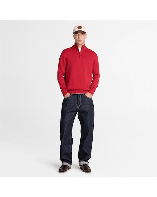 Timberland Red Williams River Cotton Quarter-Zip Jumper For for men