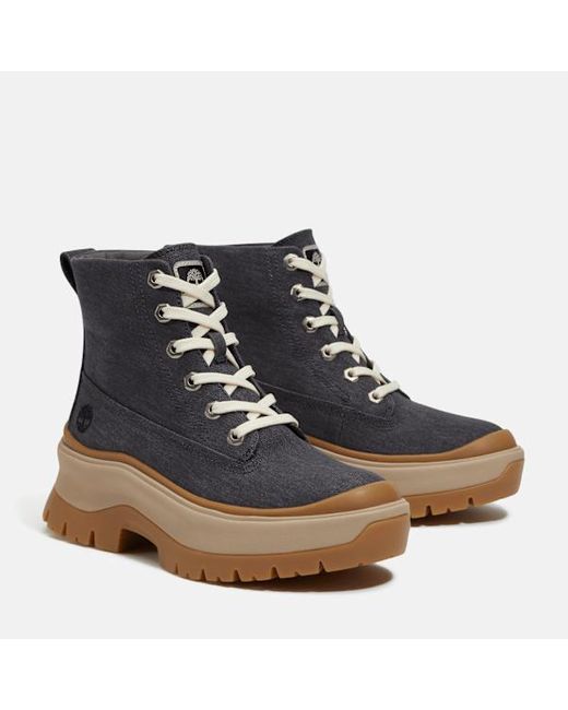 Timberland Blue Roxie Lane Mid Lace-up Boot For Women In Dark Grey, Woman, Grey, Size: 3.5