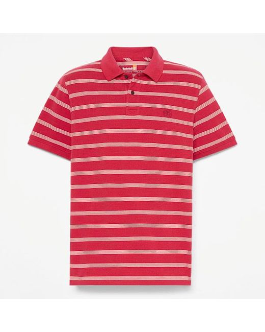 Timberland Red Millers River Striped Short-Sleeve Polo For for men