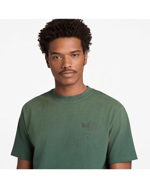 Timberland Green Sunfaded Tree Logo Graphic Heavyweight T-Shirt For for men