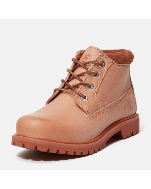 Timberland Brown Nellie Mid Lace Up Waterproof Chukka Boot For Women In Light Red, Woman, Red, Size: 3.5