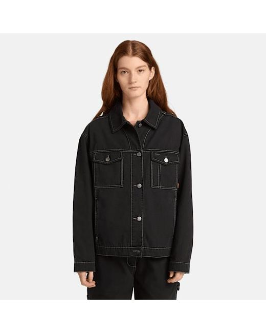 Timberland Black Canvas Trucker Jacket For