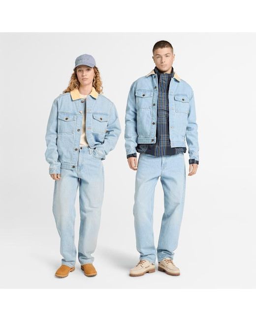 Timberland Blue All Gender Corduroy Collared Denim Jacket