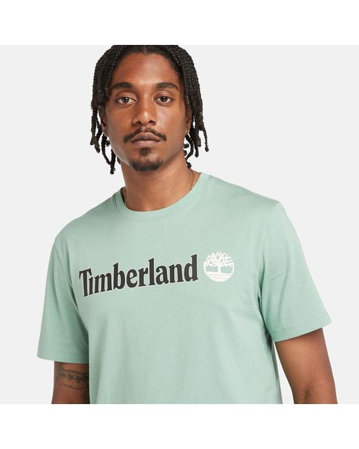 Timberland Green Linear Logo T-shirt for men