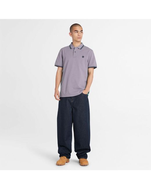 Timberland Purple Tipped Pique Polo Shirt for men