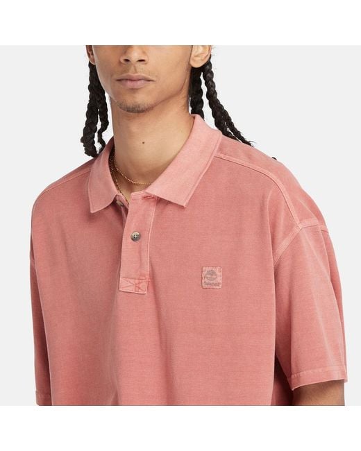 Timberland Pink Garment Dye Short Polo for men