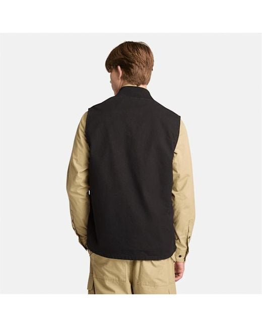 Timberland Washed Canvas Gilet For Men In Black, Man, Black, Size: 3xl for men