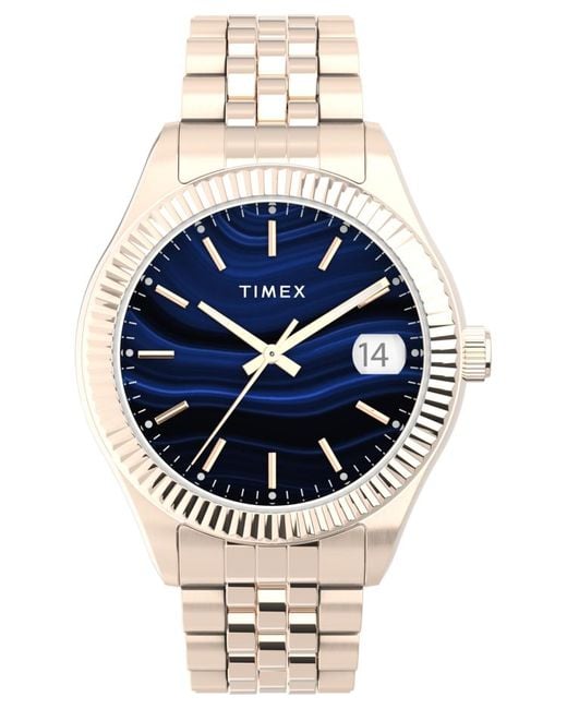 Timex Watch Waterbury Legacy 34mm Stainless Steel Bracelet Rose Gold-tone/blue in Metallic - Lyst