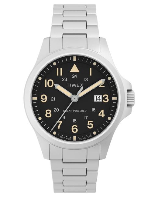 Timex Expedition North Field Solar 41mm Stainless Steel Bracelet Watch Steel/black in Metallic