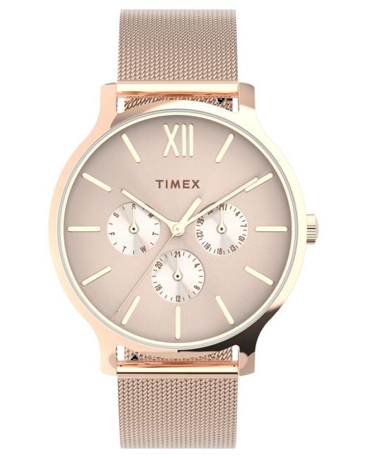 Timex Watch Transcend Multifunction 38mm Stainless Steel Mesh Band Rose