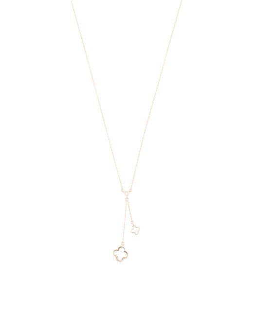 Tj Maxx White 14Kt Mother Of Pearl Clover Drop Necklace