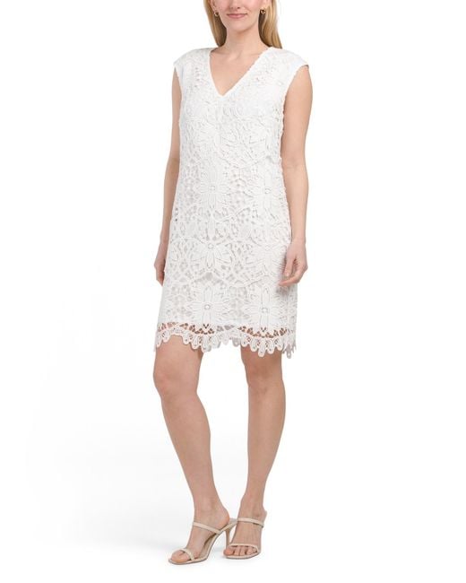 Tj Maxx White Lace Mini Shift Dress For Polyester