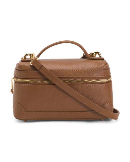Tj Maxx Brown Leather Square Zip Around Crossbody, Leather