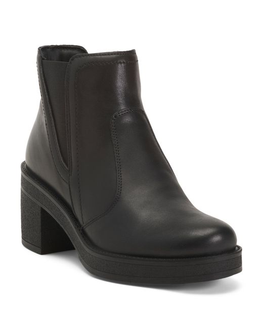 Tj Maxx Black Leather Heeled Chelsea Booties For