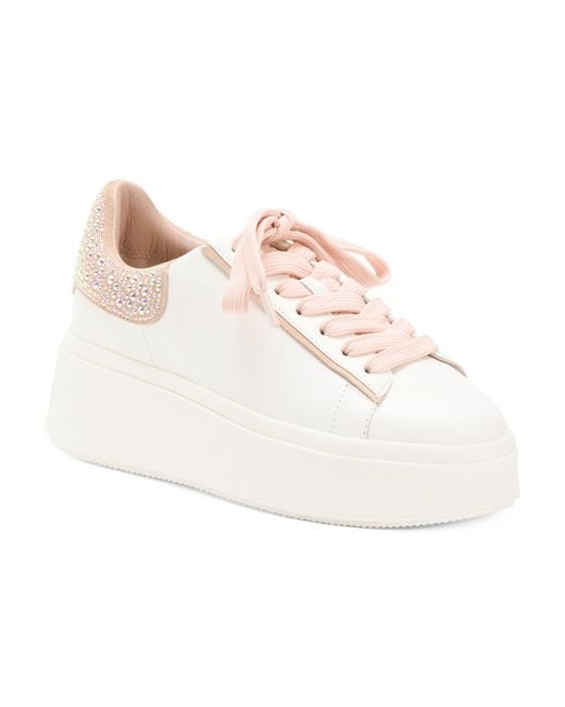 Tj Maxx Pink Leather Move Strass Platform Sneakers For Leather/Suede